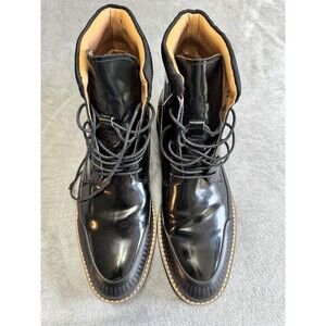 Moretti Black Label Black Adonis  Lace Up Leather Upper Dress Boots  Size 12